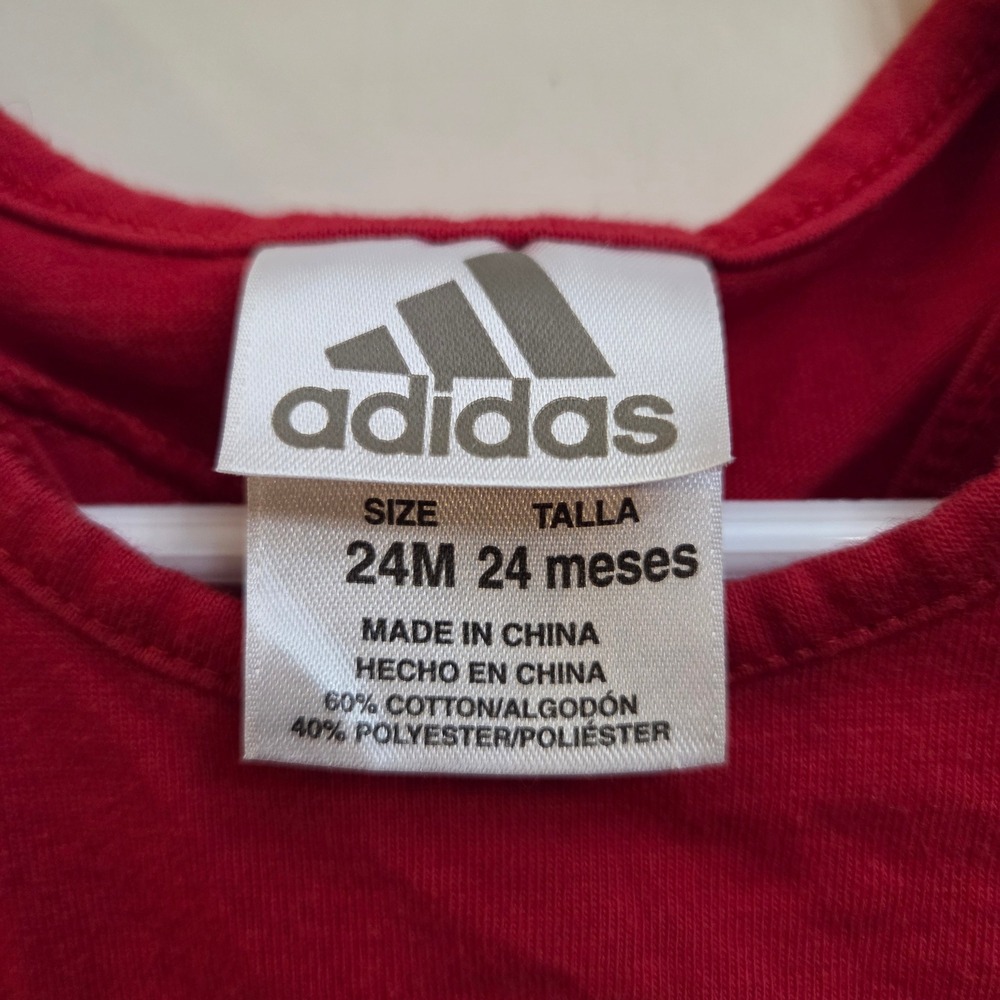 Adidas Girls Red Stars and Stripes Graphic Logo Keyhole Tank Top Size 24M - Picture 3 of 3